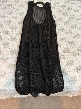 Black Sleeveless Mesh Knit Dress
